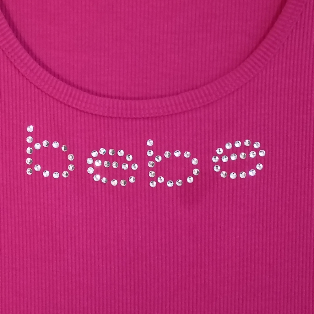 Bebe Fuchsia Embellished Scoop Neck Tee - Picture 2 of 4